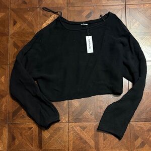 Garage Black Long Sleeve Cropped Top